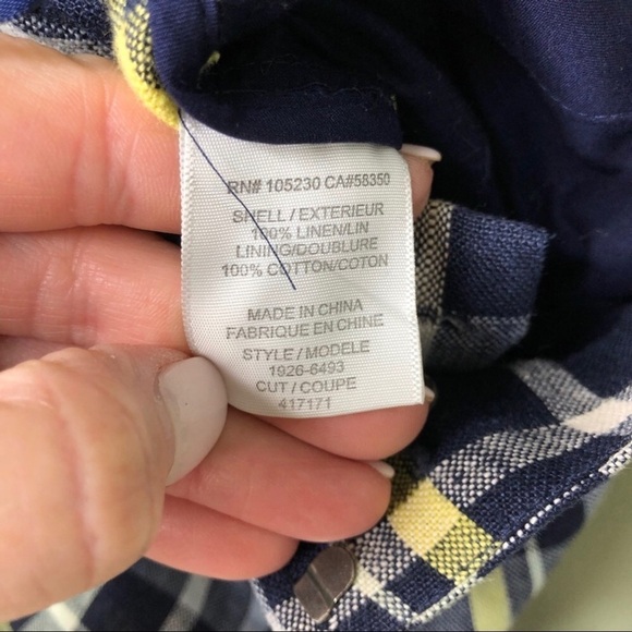 Joie Merci Plaid Linen Shorts Size 10 3 inch Blue Yellow - Picture 8 of 9